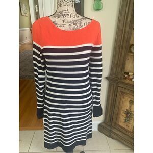 Banana Republic Stripped Navy Blue Dress